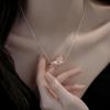 Collar de plata de ley S925 con microdiamantes de bambú y concha de plata para mujer, estilo nicho, ligero, de lujo, nuevo, popular, con personalidad y temperamento para chicas.