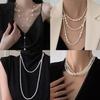 Collar de perlas largas irregulares, estilo francés, ligero, de lujo, elegante, de lana, con cadena, sencillo, de alta gama, al por mayor, para mujer.
