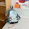 Mochila color blocking para atividades ao ar livre, bolsa de viagem moderna e leve, pequena mochila de trilha, mochila escolar estilosa para alunos do ensino fundamental II e médio