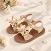 Sandalias de Satén con Lazo para Niñas Suela Suave Antideslizante Velcro Punta Abierta Dulce Estilo Princesa Zapatos para Niñas