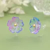 Pendientes de Pétalos de Cristal Degradado, Tachuelas de Flor Pequeña, Estilo de Nicho, Accesorios Estilo Chino Hanfu, Pendientes Florales Simples