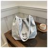 Bolso grande informal de PU suave para mujer, nuevo estilo de otoño 2024, pequeño, fresco, con cordón, bolso de mano de gran capacidad