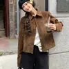 Chamarra cruzada de gamuza lisa para mujer, estilo moderno de primavera/otoño, longitud corta, hombro de ajuste regular, venta al por mayor