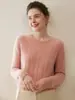 Suéter 100% cachemira pura para mujer, engrosado, cuello redondo, nueva camiseta básica de punto para otoño e invierno, suéter pullover suave y amigable con la piel