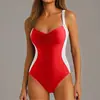 Nuevo Bikini de Amazon con Bloques de Color, Diseño de Atar, Efecto Push-Up, Sexy, Adelgazante y Favorecedor para la Figura Traje de Baño de Una Pieza