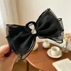 Horquilla de lazo extragrande negra para mujer, de satén de alta gama, accesorios para el cabello, horquilla para la parte posterior, pinza grande de tiburón