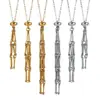 Joyería de Acero Inoxidable Sentido Avanzado Nicho Bolsillo de Malla de Cristal Natural Collar de Bambú Cadena Ajustable Tejida Bolsillo de Malla