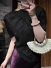 Camiseta Plisada de Manga Corta para Mujer 2026 Nueva Moda Versátil Elegante Vestido de Verano de Cuello Medio Alto con Pliegues Prensados a Mano