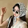 Pañuelo de seda floral estilo coreano retro con cuentas individuales para mujer, verano, banda para el pelo, diadema, pañuelo de protección solar, accesorio de moda elegante