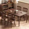 Mesa de Comedor de Madera Maciza Color Nogal Madera de Caucho Sala de Estar del Hogar Apartamento Pequeño Mesa de Comedor Sencilla Mesa para Comer Mesa de Comedor y Sillas para el Hogar
