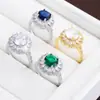 2026 Exquisito Nuevo Anillo de Princesa Grande con Flor Completa de Circonita Cúbica Anillo de Lujo Ligero Impresionante Material de Cobre Puro Venta Directa de Fábrica