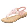 Zapatos Mujer Sandalias Transfronterizas Chanclas de Mujer con Tiras Elásticas Punta Abierta Zapatos Planos de Mujer con Adorno Floral Cómodos Antideslizantes para Mujer