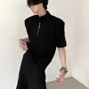 Blusas de Verano Holgadas de Manga Corta, Diseño Sencillo y de Alta Gama de Moda, Cuello Alto de Nicho, Camisetas Lisas, Polos para Hombre