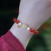 Pulseira de Ágata Vermelha Natural com Acessórios de Pérola Xiangyun de Jade Hetian Joia Masculina e Feminina Design Elegante