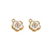 Colgante de Camelia con Goteo de Aceite Color Oro 18K Flor Conservante Encanto para Pulsera de Acero Inoxidable DIY Collar Pendiente Accesorios Venta al por mayor