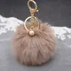Colgante de Bolsa Bolita de Piel de Perla Llavero de Bola de Piel Llavero de Piel de Conejo Sintético Colgante de Coche Decoración de Bola de Piel Llavero de Piel para Mujer