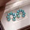 Pendientes de Flor Retro de Moda, Pendientes de Estilo Étnico con Flor de Turquesa en Forma de Gota de Agua de Gama Alta, Pendientes de Estilo Bohemio para Mujer