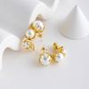 Francês retro banhado a cobre 18K brincos de pérola de ouro real feminino design europeu e americano leve temperamento de luxo 925 agulha de prata brincos da moda
