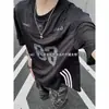 Camisa Esportiva de Tela Streetwear Americana para Homens, Camiseta de Manga Curta Fina Respirável para o Verão, Roupa de Badminton de Secagem Rápida para Uso ao Ar Livre