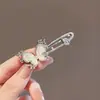 Pinza suave para flequillo, pinza para el cabello versátil y elegante, pinza de mariposa de cristal exquisita y lujosa con clip de pico de pato, pinza elegante para flequillo lateral