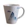 Taza Antigua Pintada a Mano Azul Paisaje Cerámica Oficina Personal Para Hacer Té Anti-escaldaduras Asa de Mano Taza de Té Taza de Té