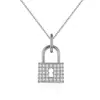 Collar con Colgante Candado de Amor Moussaint Incrustaciones Micro S925 Plata Diseño de Nicho Cadena Simple para Clavícula