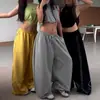Pantalones Anchos de Jazz Casual Estilo Americano con Pedrería Sueltos Unisex Cordón Caída Adelgazantes Deportivos Casual Largos