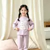 Novo Conjunto de Roupa Íntima Infantil Meninas Pijama Fofo de Desenho Animado Roupas de Outono para Bebê Calças de Outono Roupa para Casa Roupa Infantil de Duas Peças