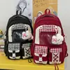 Mochila Nueva Niña Estilo Japonés Dibujos Animados Cuadros Bolso Doloroso Doble Hombro Ligera Protección Espinal Gran Capacidad Mochila para Estudiante de Secundaria/Preparatoria