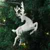 Colgante Navideño de Plástico Blanco con Polvo Pegajoso Transfronterizo Reno Estrella de Cinco Puntas Árbol de Navidad de Forma Especial Colgante Decoración