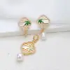 Base para Colgante de Pendiente con Aguja de Plata S925 de Perla DIY Nuevo Estilo Chino Bambú Verde Madreperla Natural Accesorios para Juegos de Joyería