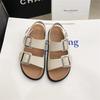 Sandalias Birkenan de Cuero Genuino con Tira Trasera para Uso Exterior en Verano 2024 Sandalias de Playa con Suela Gruesa para Mujer