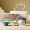Conjunto de Bule de Chá de Cerâmica Pintado à Mão para Uso Doméstico, Novo Conjunto de Chá Estilo Chinês para Uma Pessoa