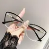Gafas Fotocromáticas Anti-Luz Azul Populares al por Mayor Cross-Mirror Montura de Gafas de Moda de Gama Alta Ojo de Gato Planas Gafas de Sol