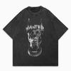 Hermoso perro lobo Doberman spaniel, moda europea y americana, camiseta holgada de gran tamaño para hombres y mujeres, lavada, desgastada y con rociado directo.