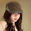 Gorra de Visera de Mezclilla con Bloques de Color Retro Japonés para Mujer 2025 Nuevo Estilo Británico Boina Adelgazante Gorra de Pato de Moda