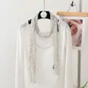 Bufanda Larga de Algodón y Lino Plisada Ajustada Nueva Combinación de Ropa Bufanda de Seda con Estampado de Lunares y Leopardo Bufanda Larga de Punto Fino Estrecho con Trenzas