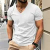Transfronteiriça Amazon Verão Americano Nova Tendência Masculina Gola V Secagem Rápida Respirável Casual Esportiva Camiseta Personalizada de Manga Curta