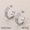 Nuevos Pendientes Simples en Forma de C de Acero Inoxidable con Diamantes, Personalizados de Acero de Titanio de Alto Nivel para Combinar con Todo, Joyería de Pendientes Geométricos de Oro de 18K