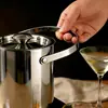 Cubo de Hielo Personalizado con Tapa, Cubo de Hielo de Doble Capa Recto de 1.3L para Enfriar Cerveza y Champaña, Cubo de Hielo Seco Metálico de Acero Inoxidable para Uso Comercial