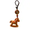 Chaveiro de Madeira Pintada Cavalo do Zodíaco com Pingente de Franja, Chaveiro de Jacarandá, Cavalo da Sorte, Corrente de Celular de Cavalo de Sândalo