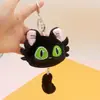 Lindo Gato de Dibujos Animados Cabeza de Gato Blanco y Negro Llavero de Gato Chimel Juguete de Peluche Muñeca Llavero Colgante Lindo para Bolsos de Mujer