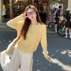Suéter de Punto Trenzado de Moda con Bordado para Mujer Otoño/Invierno Nuevo Suéter Estilo Coreano Blanco Manga Larga Capa Interior Camiseta Base Top