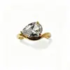 Anillo de Zirconia Gota de Agua Oro de 18 Quilates Ola Grande Joyería de Lujo Ligero Anillo con Incrustaciones de Piedra que No se Desvanece Anillo de Acero de Titanio