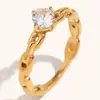 Europa e Estados Unidos venda quente transfronteiriça moda simples luxo aço inoxidável banhado a ouro 18K mini corrente anel anel joia