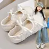 Nuevos Zapatos de Princesa de Encaje para Niñas 2026 con Suela Suave y Diseño Antideslizante, Zapatos Mary Jane Formales para Actuación Infantil con Moño