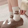 Juguete de Oso Calcetines Marrones Otoño e Invierno Dibujos Animados Retro Calcetines de Otoño e Invierno Venta al por Mayor