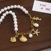 Collar de Acero Inoxidable con Colgante de Estrella de Mar, Concha y Caballito de Mar, con Cuentas, Joyería para Mujer, Venta al por Mayor