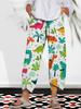 2026 Nuevos Pantalones Anchos de Amazon Sueltos Casuales de Algodón y Lino Estampados con Bolsillo Cintura Elástica Pantalones Cortos para Mujer en Stock