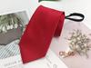 Corbata Roja con Cremallera para Hombre Fácil de Tirar Gratis Novio Padrino Corbata Casual de Negocios Hilo Rayado Teñido 8cm
